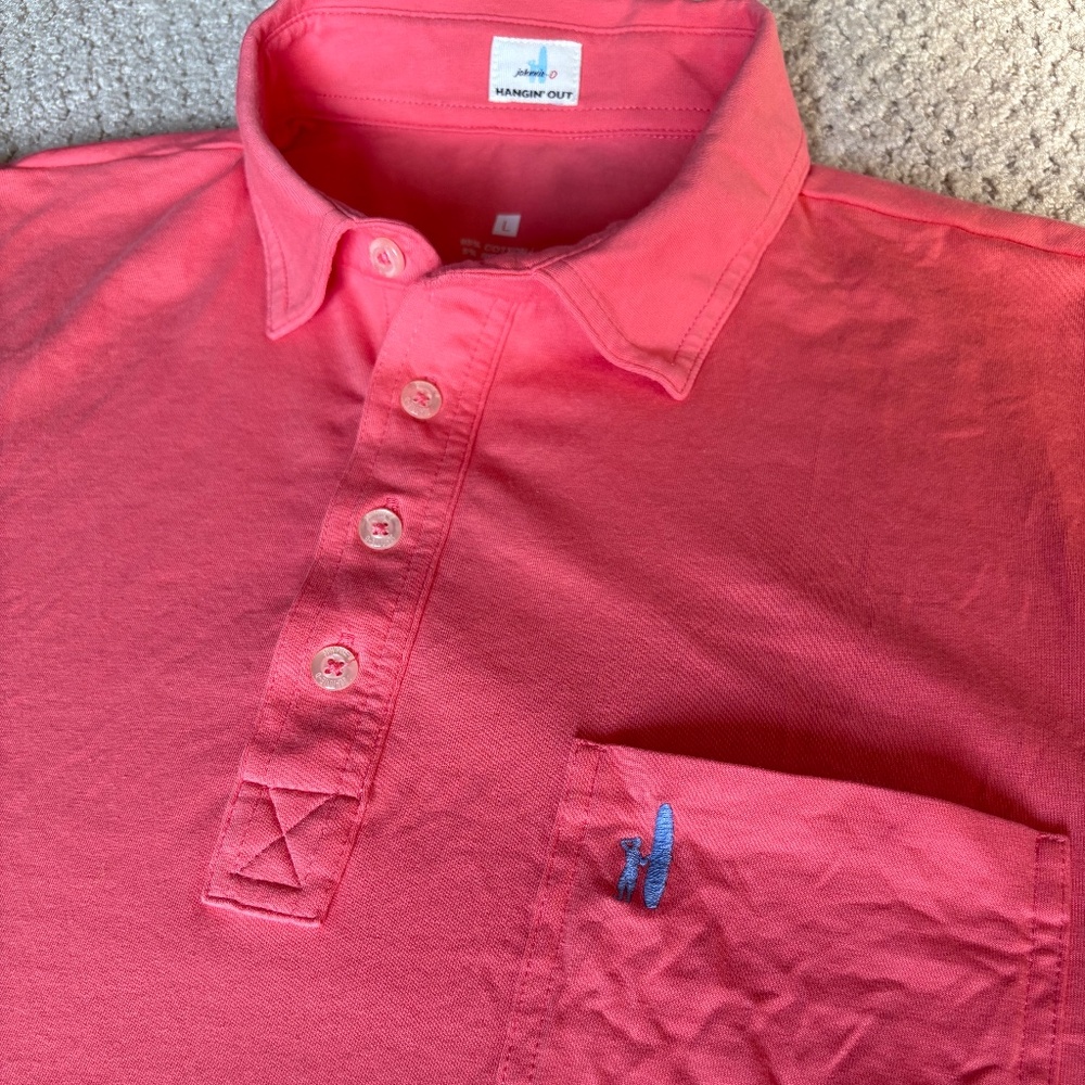 Johnnie-O Hangin Out The Original polo shirt Coral Large - Picture 11 of 15